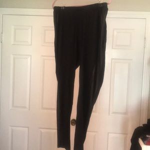 Black with leather side trim leggings